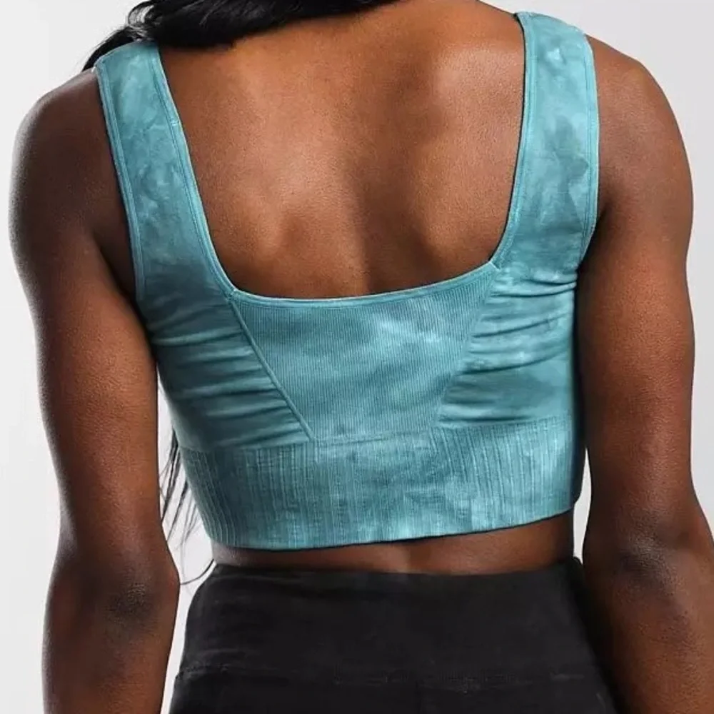 Free People Good Karma Square Neck Tie Dye Bra Blue Peacock - Picture 3 of 10